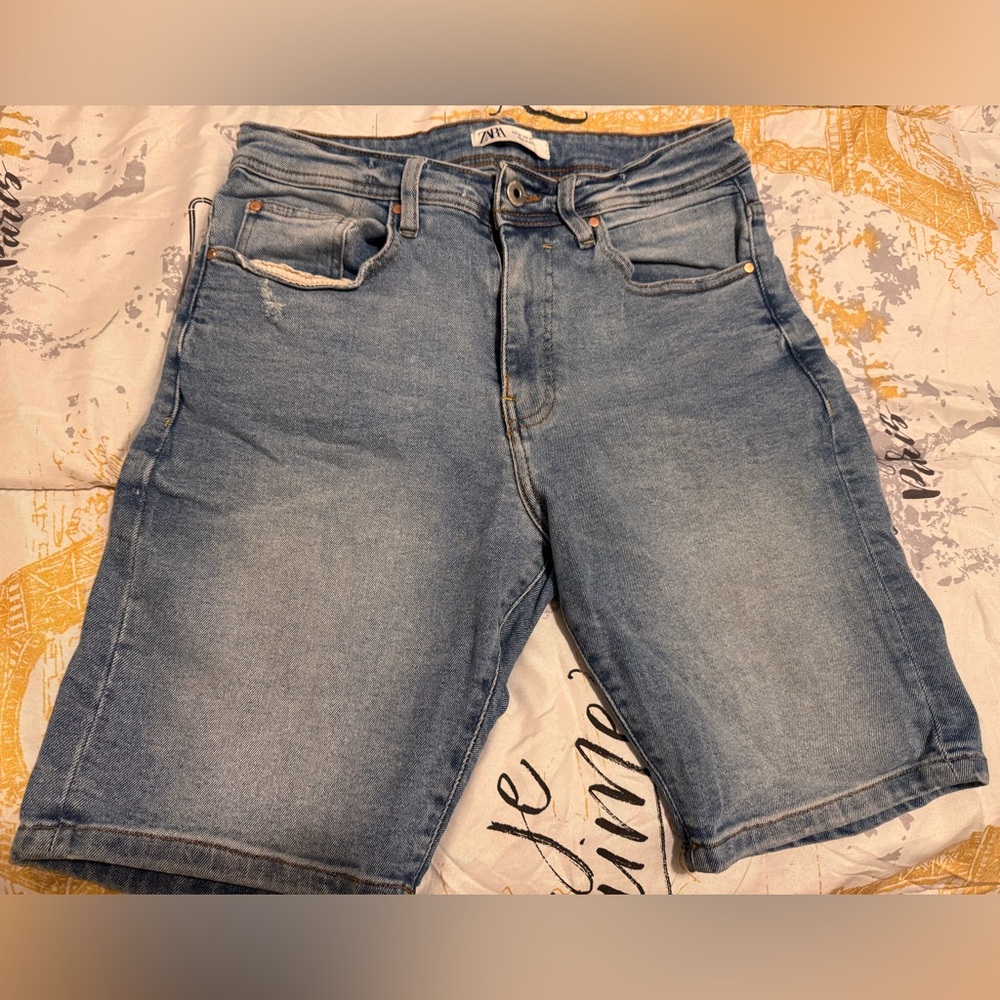 Zara Men's Blue Denim Bermudas
